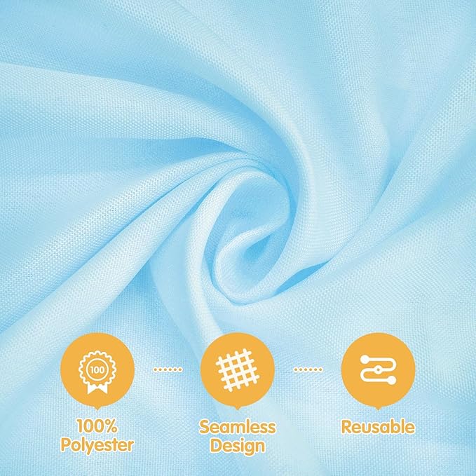 BRILLMAX 6 Pack Light Blue Tablecloths 60 x 126 Inch for 8ft Rectangle Tables - 150 GSM Polyester Fabric, 15" Standard Drop, Water, Stain & Wrinkle Resistant Cloth Cover for Wedding Dining Buffet