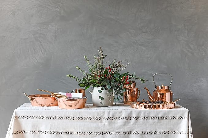 60x90 in Cotton Tablecloth – Large Rectangular Dining Table Cover for Kitchen, Weddings, Parties, Indoor or Outdoor Picnic and Everyday Décor – Walnut Leaf