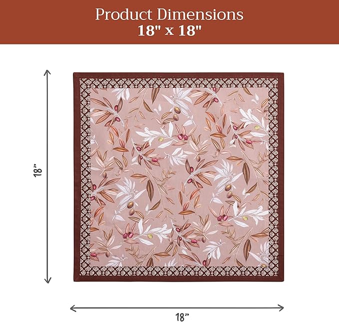 Maison d' Hermine Cloth Napkins Set of 4 100% Cotton Everyday Reusable Square Napkins Cloth Washable Dinner Party Wedding Restaurant Valentines Day Decorations Spring/Summer (Nyons, 18" x 18")