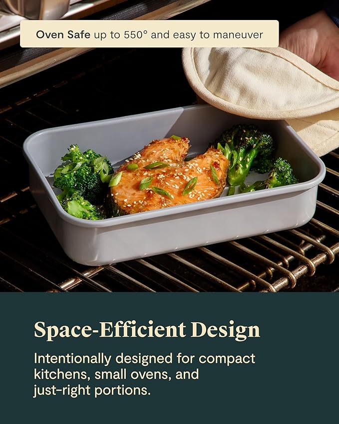 Caraway Nonstick 9” x 6.5” Small Rectangle Baking Pan Duo – Non-Toxic, PTFE & PFOA Free – Aluminized Steel Core – Deep Ceramic Baking Pan for Casseroles, Lasagna & More - Navy