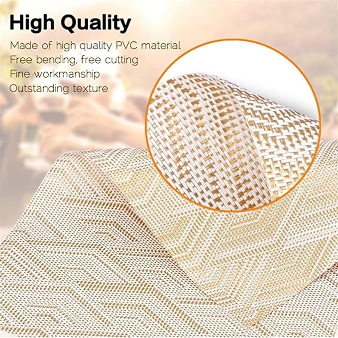 Square PVC Coffee Woven Table Placemats Heat Non-Slip Table Mats Pads for Kitchen Farmhouse Restaurant(Rhomb Coffee,4pcs 45x30cm)