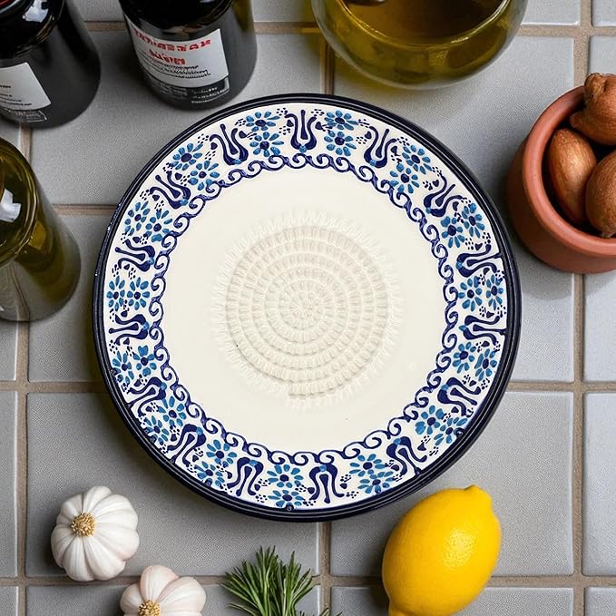 Ceramic Grater Bowl, Garlice Grater Plate, Handmade Ginger Grater, Mincer Bowl for Cheese &Vegetables, Ceramic Decorative Mincer, Hand Dish for Garlic (Sultans Dream)