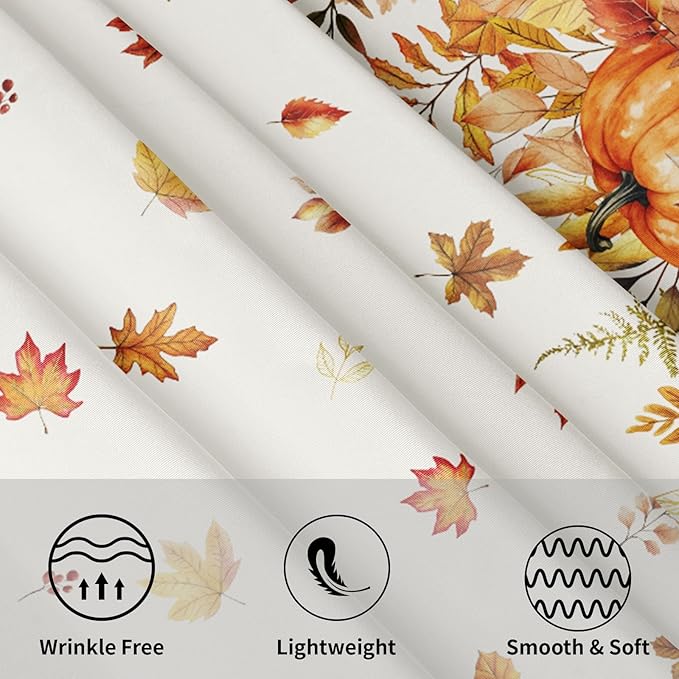 Fall Tablecloth Round 60 Inch Thanksgiving Autumn Harvest Orange Pumpkin Maple Leaves Table Cloth Rustic Farmhouse Table Cover for Kitchen Dinner Home Decor