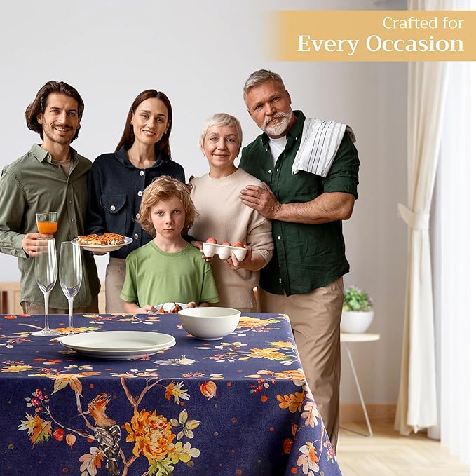Maison d' Hermine Table Cloth Rectangle Table 100% Cotton 60 x 120 Inches Fall Tablecloth Reusable Everyday Use for Thanksgiving Christmas Decorations Dining Farmhouse Party (Kelim - Infinity)