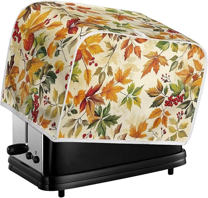 Doojoayie Fall Leaf Toaster Cover for Kitchen Small Appliance Bread Machine Protector Washable Oven Cover 4 Slice Kitchen Accessories Thanksgiving Decorations