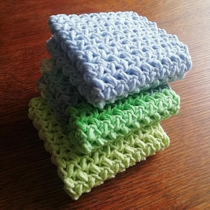 Set 3 Cotton Pastel Dish Rags Crochet Reusable Washcloth Knitted Volume Kitchen Dish Cloth Absorbente Widely Use