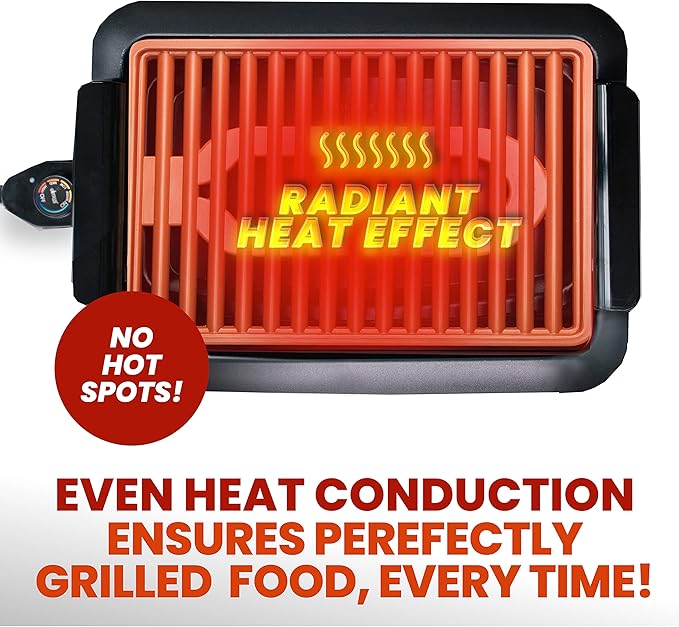 Gotham Steel Smokeless Indoor Grill with Ceramic Coating & Adjustable Heating, Electric Removable Grill/Griddle Plate, Nonstick, Healthy & Toxin Free