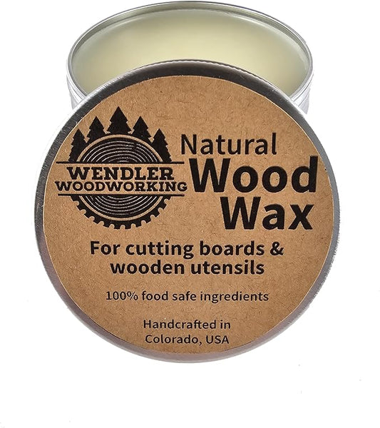 Natural Wood Wax for Cutting Boards, Wooden Utensils, Butcher Blocks, Wooden Surfaces - Made with Natural Beeswax and Mineral Oil, Handcrafted in USA, Food Safe, Conditioner, Wood Butter (2 oz)