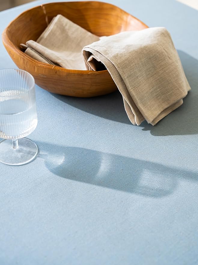 Blue Linen Table Cloths for Rectangle Tables Farmhouse Neutral Tablecloth Rectangular Kitchen Decoration Dining Table Cover Washable 60x102
