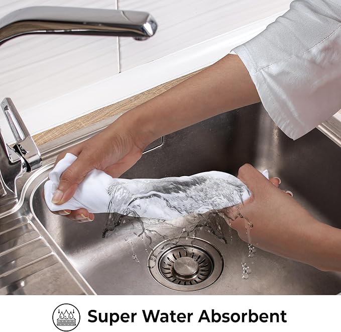 Urban Villa Kitchen Towels 100% Cotton Dish Towels for Kitchen(Set of 3)20”x30” Dish Cloths Highly Absorbent Kitchen Linen Set with Hanging Loop Perfect for Drying Dishes Cleaning Hand Towels – White