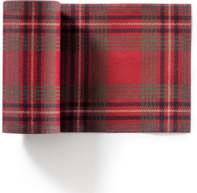 MY DRAP Cocktail Napkins 11 x 11 cm / 4.5" x 4.5" - (50 Per Roll, Cotton Red Tartan Xmas)