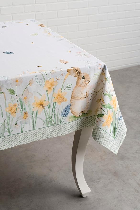 Maison d' Hermine Table Cloth Rectangle Table 100% Cotton 70 x 90 Inches Tablecloth Reusable Decorative for Dining Room Farmhouse Home Valentines Day Decorations Spring Summer - Easter Dew