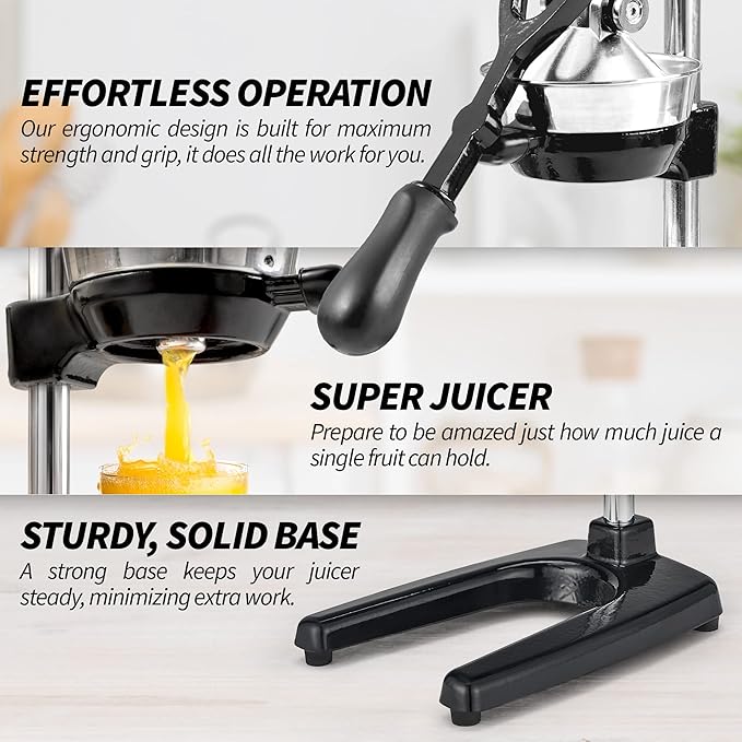 Zulay Kitchen Extra Tall Citrus Press Manual Juicer - Manual Orange Juice Squeezer, Fits Tumblers, Tall Glasses and Cups - Fruit Press & Juice Press, Juice Presser Machine & Citrus Juicer Manual