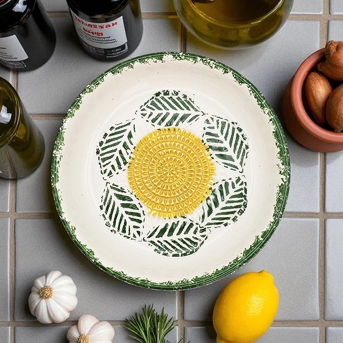 Ceramic Grater Bowl, Garlice Grater Plate, Handmade Ginger Grater, Mincer Bowl for Cheese &Vegetables, Ceramic Decorative Mincer, Hand Dish for Garlic (Tropical Green)
