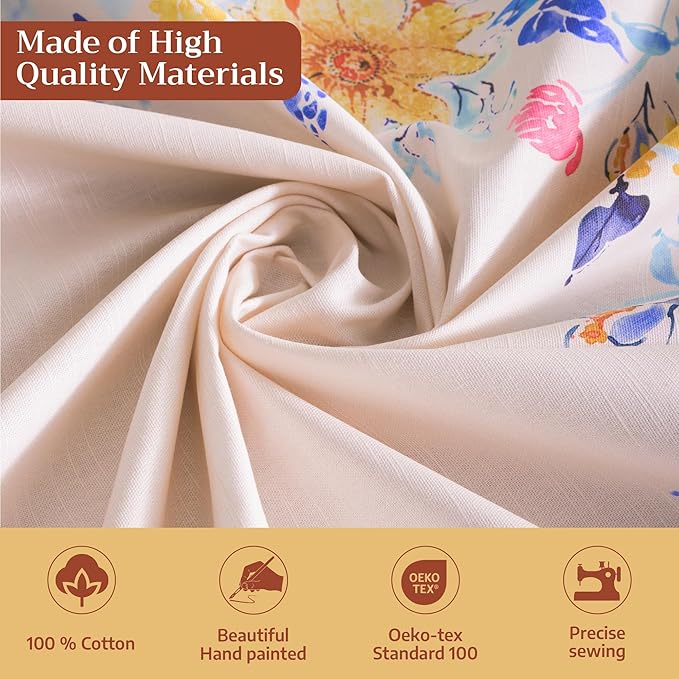 Maison d' Hermine Table Cloth Rectangle Table 100% Cotton 70 x 108 Inches Tablecloth Reusable Decorative for Dining Room Farmhouse Home Valentines Day Decorations Spring Summer - Girassol