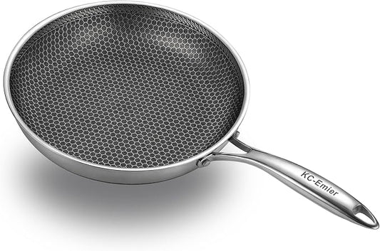 10 Inch Non-Stick Frying Pan Tri-Ply Stainless Steel Pan with Stay-Cool Handle Oven & Dishwasher Safe For Induction, Ceramic & Gas Stovetops