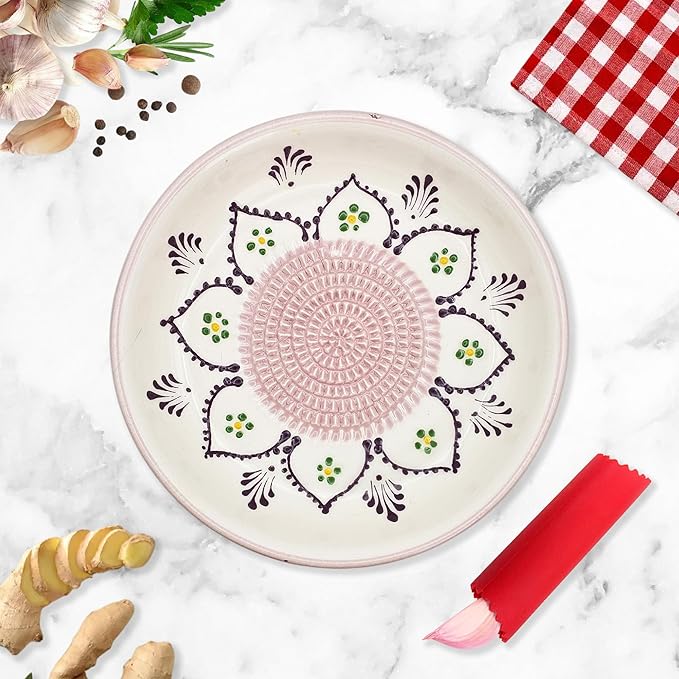 Ceramic Grater Bowl, Garlice Grater Plate, Handmade Ginger Grater, Mincer Bowl for Cheese &Vegetables, Ceramic Decorative Mincer, Hand Dish for Garlic (Purple Dream)