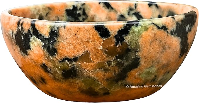 Pink Granite Crystal Bowl - 2 Inch Decorative Bowls for Room and Home Decor - Gemstone Healing Crystals for Elegant Display, Positive Energy Balance and Gift
