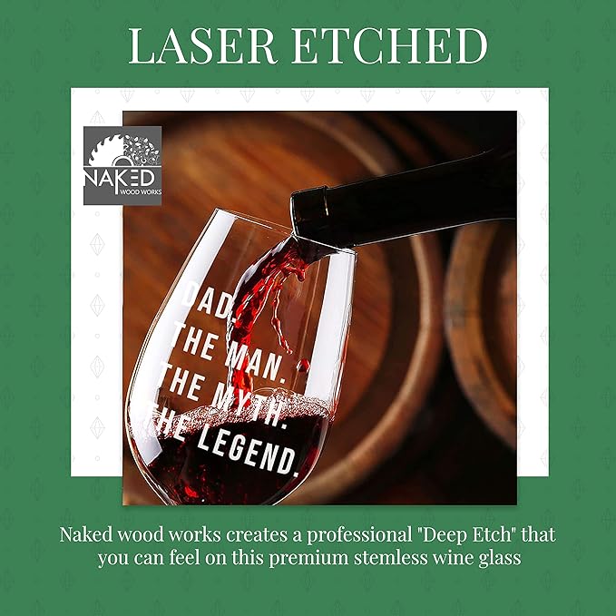 Gifts for Dad | Wine Glass Gift for Dad - Dad. The man. The myth. The Legend. Perfect Birthday or Father's Day gifts for dad or Grandpa! Awesome Dad Gift for any occasion!