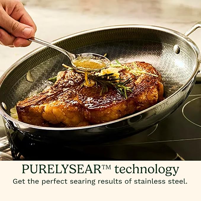 Cuisinart FusionPlus Nonstick Stainless Steel Cookware, 12-Inch Skillet with Helper Handle, PFAS-Free PURELYSEAR Ceramic Technology, Scratch Proof, Cool Grip Handles, Dishwasher Safe, FPS22-30H