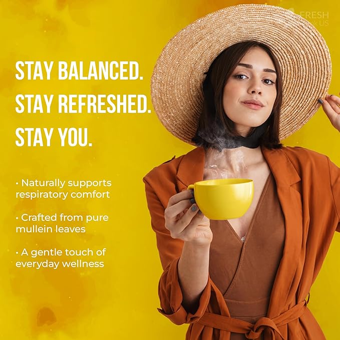 FreshDrinkUS, Premium 15 Mullein Leaf Tea Bags For Lung, 100% Natural & Pure from Mullein Leaves. Loose Leaf Mullein Herbal Tea. Made with Natural Material Tea Bags. No Sugar, No Caffeine, No Gluten, Vegan.