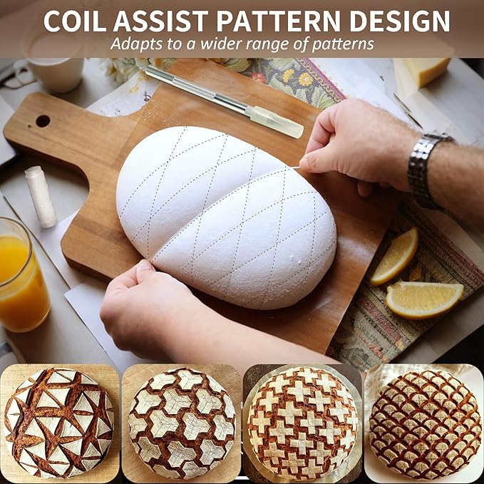 Premium Bread Lame - Sourdough Scoring Tool Kit with 21 Blades, Safety Cover, 2 Finger Sleeves, Pattern String - Stainless Steel Dough Scorer Knife for Artisan Bread Baking