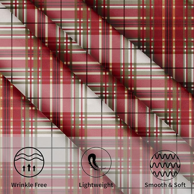 Christmas Tablecloth Round 60 Inch Red and Green Buffalo Plaid Circle Table Cloth Xmas Holiday Checkered Table Cover for Kitchen Dinner Home Decor