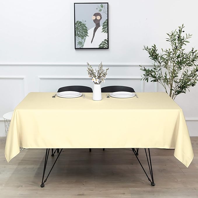 sancua Square Tablecloth - 60 x 60 Inch - Water Resistant Spill Proof Washable Polyester Table Cloth, Decorative Fabric Table Cover for Dining Tables, Buffet Parties and Camping, Beige