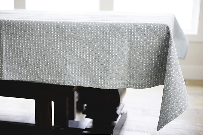 60x90 in Cotton Tablecloth – Large Rectangular Dining Table Cover for Kitchen, Weddings, Parties, Indoor or Outdoor Picnic and Everyday Décor – Blue