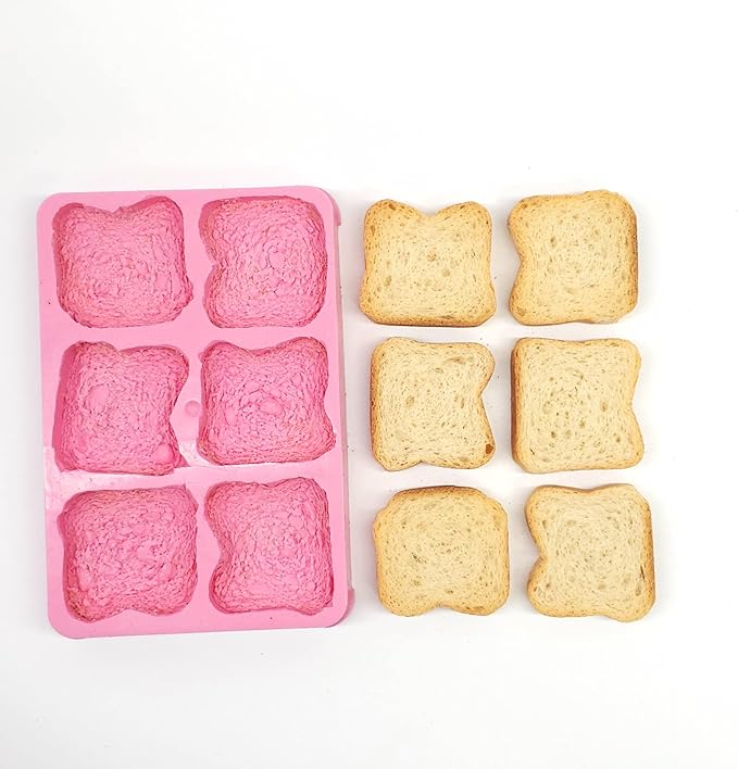 Bread toast miniature cookie pastry Bread toast Mold 6 cavity mold wax melts mold Soap mold Candle making mold NS003