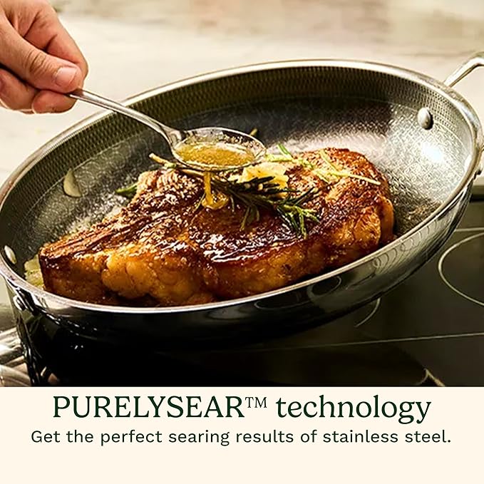 Cuisinart FusionPlus Nonstick Stainless Steel Cookware, 5-Quart Sauté Pan with Cover and Helper, PFAS-Free PURELYSEAR Ceramic Non Stick Technology, Scratch Proof, Cool Grip Handles, Dishwasher Safe