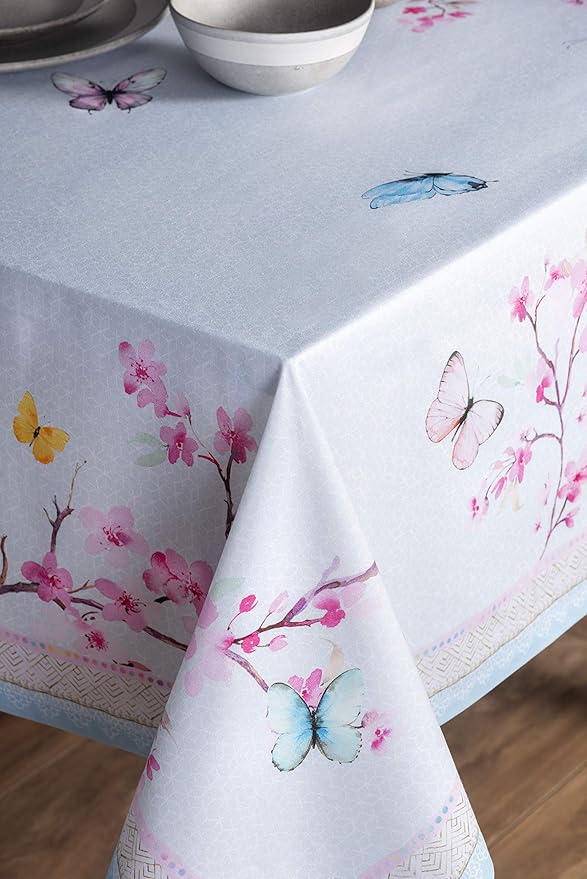 Maison d' Hermine Table Cloth Rectangle Table 100% Cotton 70 x 108 Inches Tablecloth Reusable Decorative for Dining Room Farmhouse Home Valentines Day Decorations Spring Summer - Blossoms in Spring