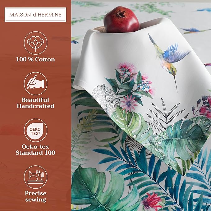 Maison d' Hermine Cloth Napkins Set of 4 100% Cotton Everyday Reusable Square Napkins Cloth Washable Dinner Party Wedding Restaurant Valentines Day Decorations Spring/Summer (Tropiques, 20" x 20")