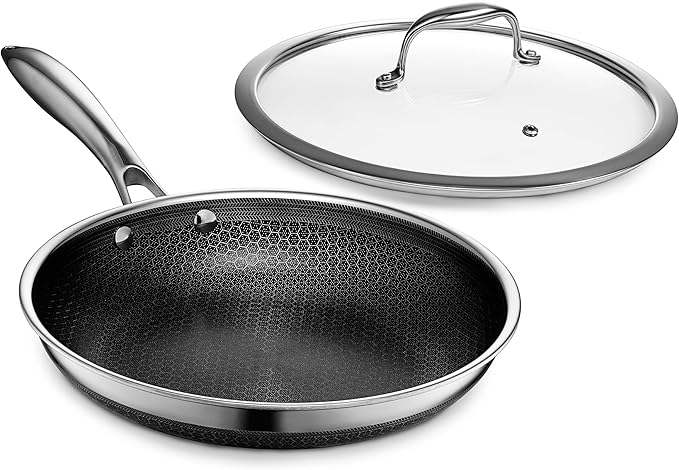 HexClad Tempered Glass Lid, 10-Inch, Designed for HexClad Hybrid Cookware, Steam Vented, Dishwasher Safe