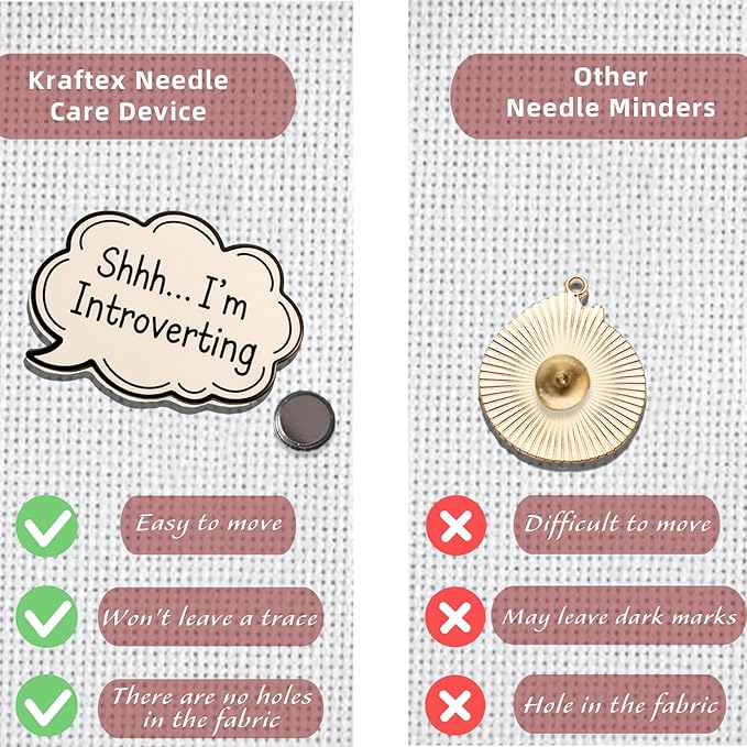 Needle Minder for Keeping Sewing & Embroidery Needles – Magnetic Needlepoint Holder, Cross Stitch Supplies – Secure & Decorative Needle Minders for Stitching & Crafting (You're Doing Great)