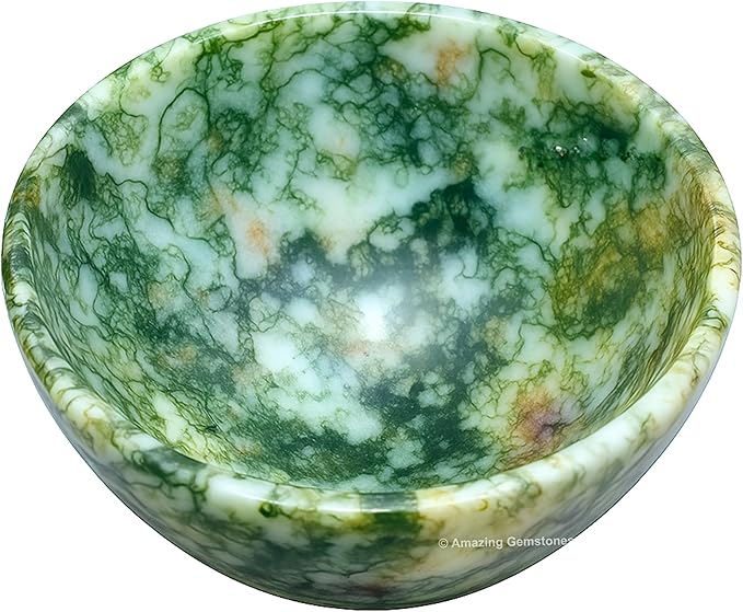 Tree Agate Crystal Bowl - 2 Inch Decorative Bowls for Room and Home Decor - Gemstone Healing Crystals for Elegant Display, Positive Energy Balance and Gift