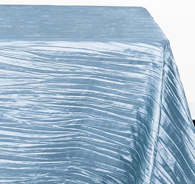 YOUR CHAIR COVERS - 90 x 156 inch Rectangular Crinkle Taffeta Tablecloth - Light Blue, Rectangle Table Linens for 8 ft Rectangular Tables, Wedding Crushed Table Cloth
