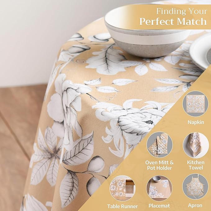 Maison d' Hermine Table Cloth Round Table 100% Cotton 69 Inches Fall Tablecloth Reusable Everyday Use for Thanksgiving Christmas Decorations Dining Farmhouse Party (Pretty Autumn)