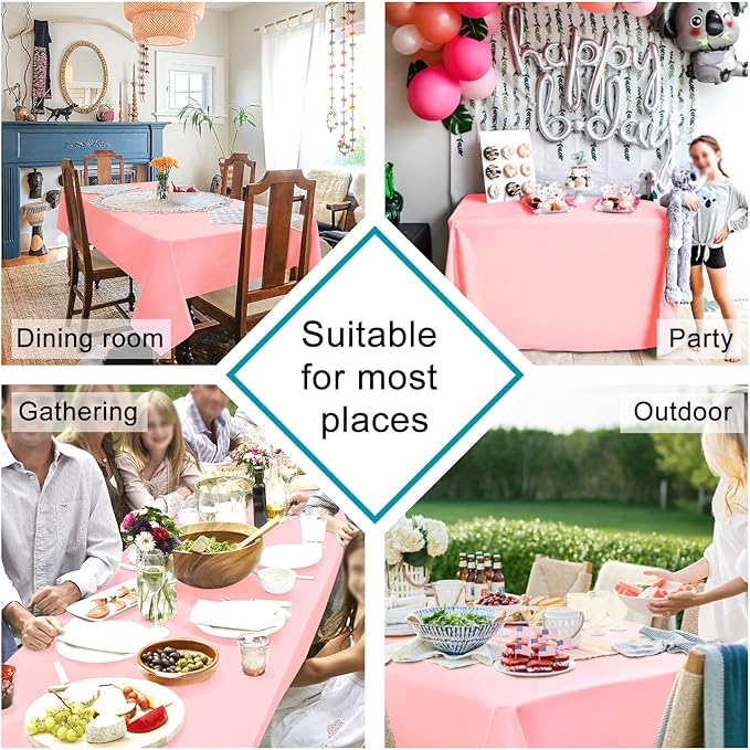 Hiasan Rose Pink Tablecloth for Rectangle Tables - Waterproof and Spillproof Washable Fabric Table Cloth for Dining Room Kitchen Party, 60 x 102 Inch