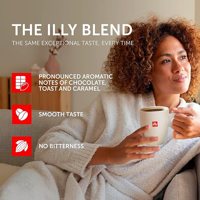 illy Whole Bean Coffee, Intenso Bold Roast, 100% Arabica, Premium Italian Coffee, Ideal for Espresso, Drip, Moka and French Press Brewing, 8.8oz, 6 Pack
