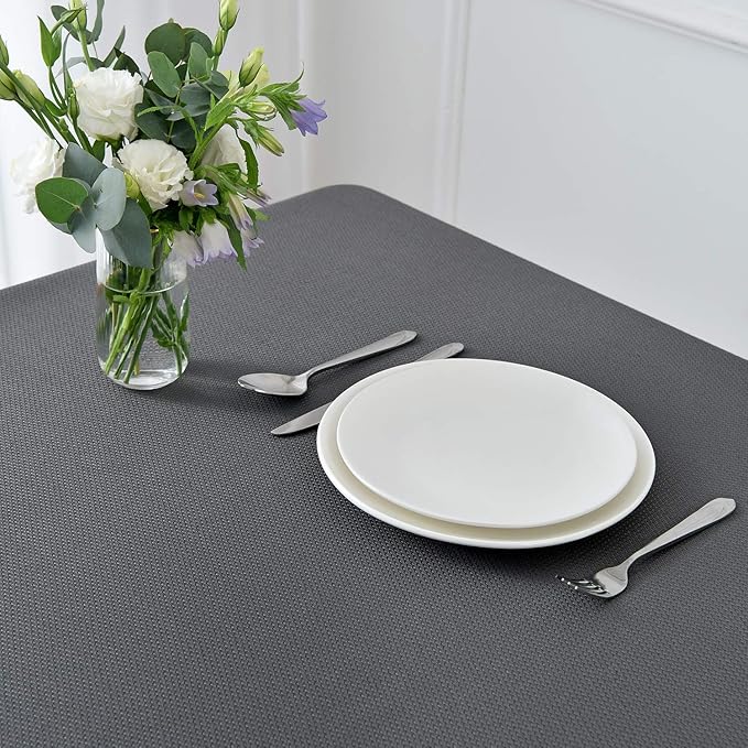maxmill 2 Pack 60 x 84 Inch Charcoal Textured Rectangle Tablecloth Water Resistant Wrinkle Free Spillproof, Soft Jacquard Table Cloth for Banquet Parties Event Holiday Dinner, Indoor and Outdoor Use
