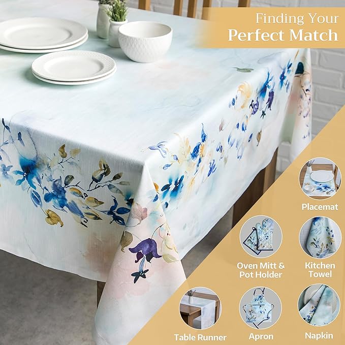 Maison d' Hermine Table Cloth Square Table 100% Cotton 60 x 60 Inches Tablecloth Reusable Decorative for Dining Room Farmhouse Home Valentines Day Decorations Spring Summer - Lazy Summer Days