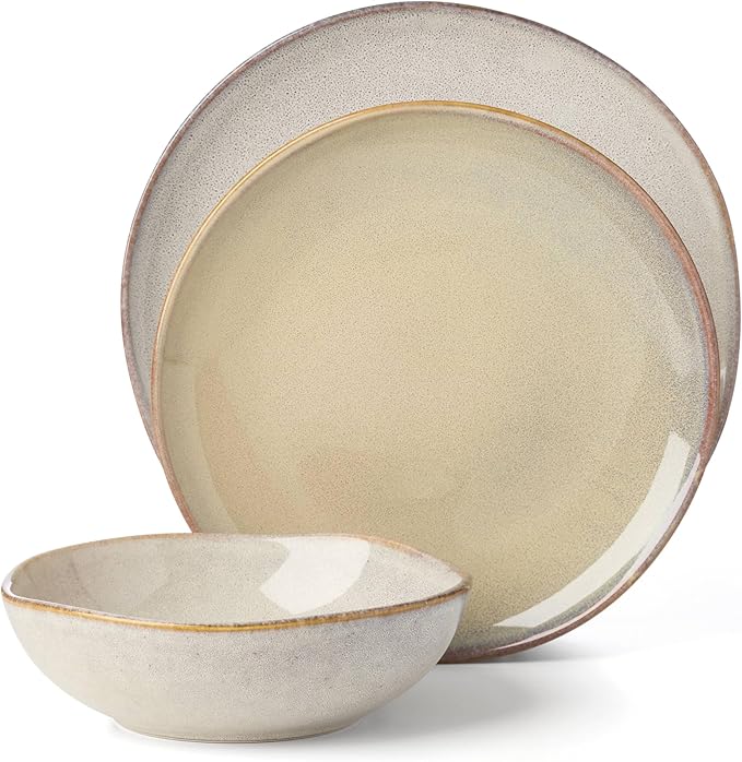 Oneida 899208 Organic Shades Oatmeal 18-Piece Dinnerware Set, Service For 6