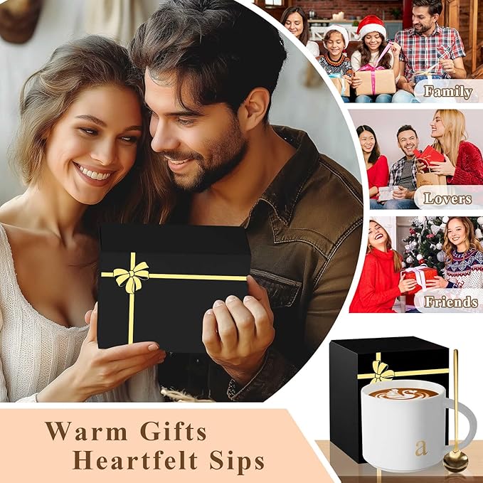 Monogrammed Ceramic Large Coffee Mug Tea Cup Women Wife Anniversary Her 9 11 12 13 15 16 17 18 19 22 39 44 Silk Tin Pottery Steel Linen Lace Crystal Gifts Silver China Pearl Rudy Sapphire Golden,O