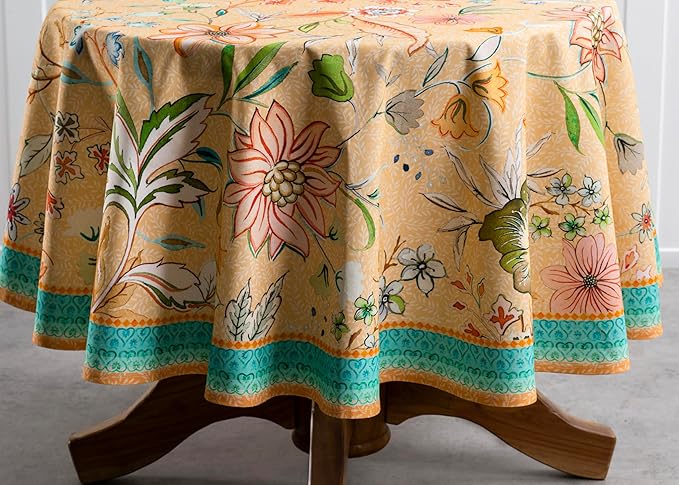 Maison d' Hermine Table Cloth Round Table 100% Cotton 69 Round Inches Tablecloth Reusable Decorative for Dining Room Farmhouse Home Valentines Day Decorations Spring Summer - Luxury Loft - Peach