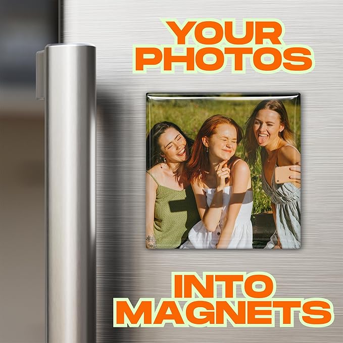 Set of 6 Custom Photo Magnets 2x2 Inch | Personalized Picture Gift for Fridge, Locker, or Office | Save The Date, Wedding Favor, Family Photos, Cubicle Decor