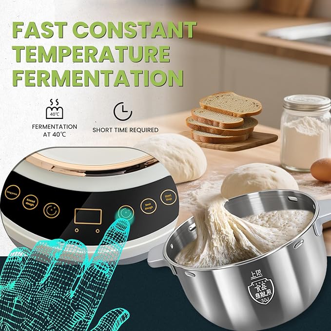 7L/7.37qt Dough Maker with Ferment Function, Electric Dough Maker, Kitchen bread kneading machine pizza dough maker, for Bread Pizza Dumpling Dough (7L)