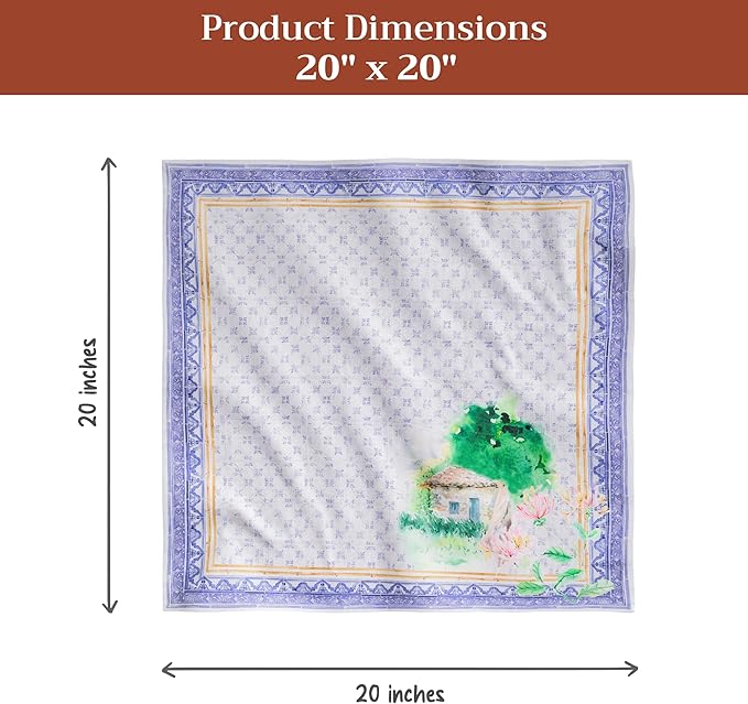 Maison d' Hermine Napkin 100% Combed Cotton Premium Cloth Napkin Decorative Washable Napkins Set of 4 for Home, Kitchen, Dining, Cocktail Parties & Camping - Luberon(20”X20”)