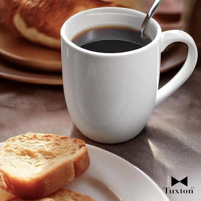Tuxton China BPM-160A Milano Mug, 16 oz., 3-3/4" Diameter x 4-3/8"H, Microwave and Dishwasher Safe, Oven Proof, Fully Vitrified, DuraTux, Porcelain White, Pack of 24