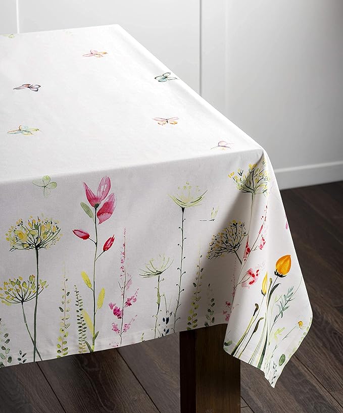 Maison d' Hermine Table Cloth Rectangle Table 100% Cotton 60 x 108 Inches Tablecloth Reusable Decorative for Dining Room Farmhouse Home Valentines Day Decorations Spring Summer - Botanical Fresh